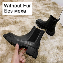 Load image into Gallery viewer, RIZABINA Ins Real Leather Women Ankle Boots Fashion Platform Warm Fur High Heel Winter Shoes Woman Casual Footwear Size 35-42