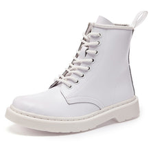 Load image into Gallery viewer, Soft Split Leather Women White Ankle Boots Motorcycle Boots Female Autumn Winter Shoes Woman Punk Motorcycle Boots 2020 Spring