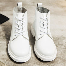 Load image into Gallery viewer, Soft Split Leather Women White Ankle Boots Motorcycle Boots Female Autumn Winter Shoes Woman Punk Motorcycle Boots 2020 Spring