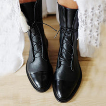 Load image into Gallery viewer, New SHENGY Patent Leather British Style Flat Boots Black Pointed Toe Boots Handsome Motorcycle Boots Women's Boots
