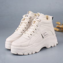 Load image into Gallery viewer, FUJIN / Women's casual sneakers; winter sneakers with plush fur; warm women's shoes; women's shoes with lacing; women's shoes on
