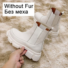 Load image into Gallery viewer, RIZABINA Ins Real Leather Women Ankle Boots Fashion Platform Warm Fur High Heel Winter Shoes Woman Casual Footwear Size 35-42
