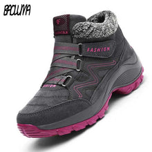 Load image into Gallery viewer, Winter Women's Snow Boots Leather Women Warm Thick Plush Snow Boots Waterproof Female Wedge Suede Boots Non-Slip Lady Shoes
