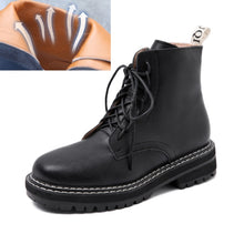 Load image into Gallery viewer, AIYUQI Boots Women Shoes Ankle 2020 Autumn British Wind Genuine Leather Thick With Fur Ladies Short Boots Motorcycle Martin
