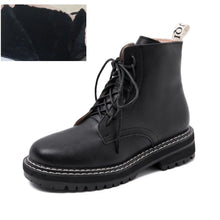 Load image into Gallery viewer, AIYUQI Boots Women Shoes Ankle 2020 Autumn British Wind Genuine Leather Thick With Fur Ladies Short Boots Motorcycle Martin
