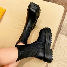 Load image into Gallery viewer, RIBETRINI 2020 Autumn New Arrival Luxury Brand Design mid-calf Boots Women Cool High Platform Boots Wedges Shoes Woman
